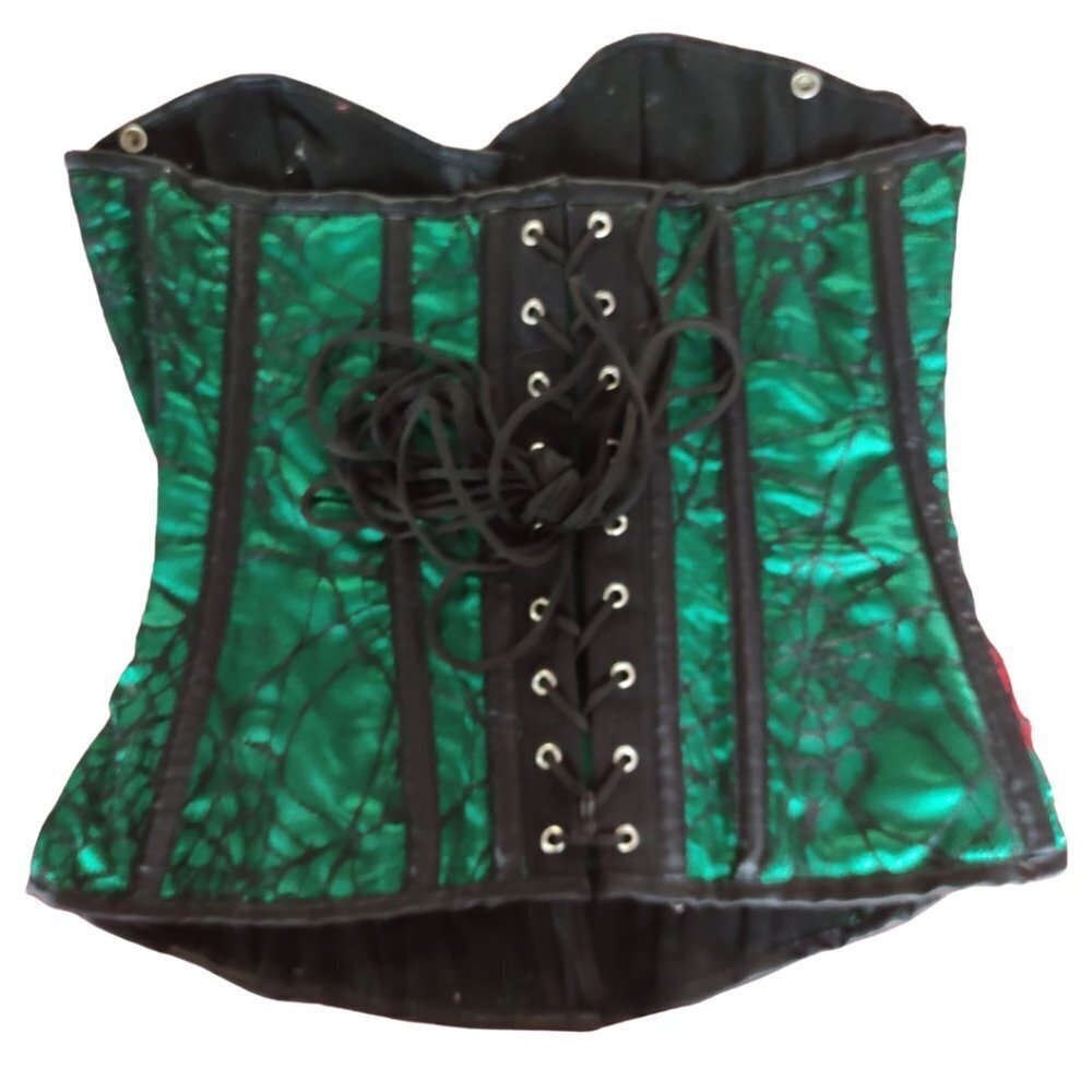 Burleska Green Satin and Lace Corset - Picture 4 of 11
